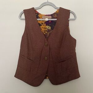 Women’s brown vest with floral lining